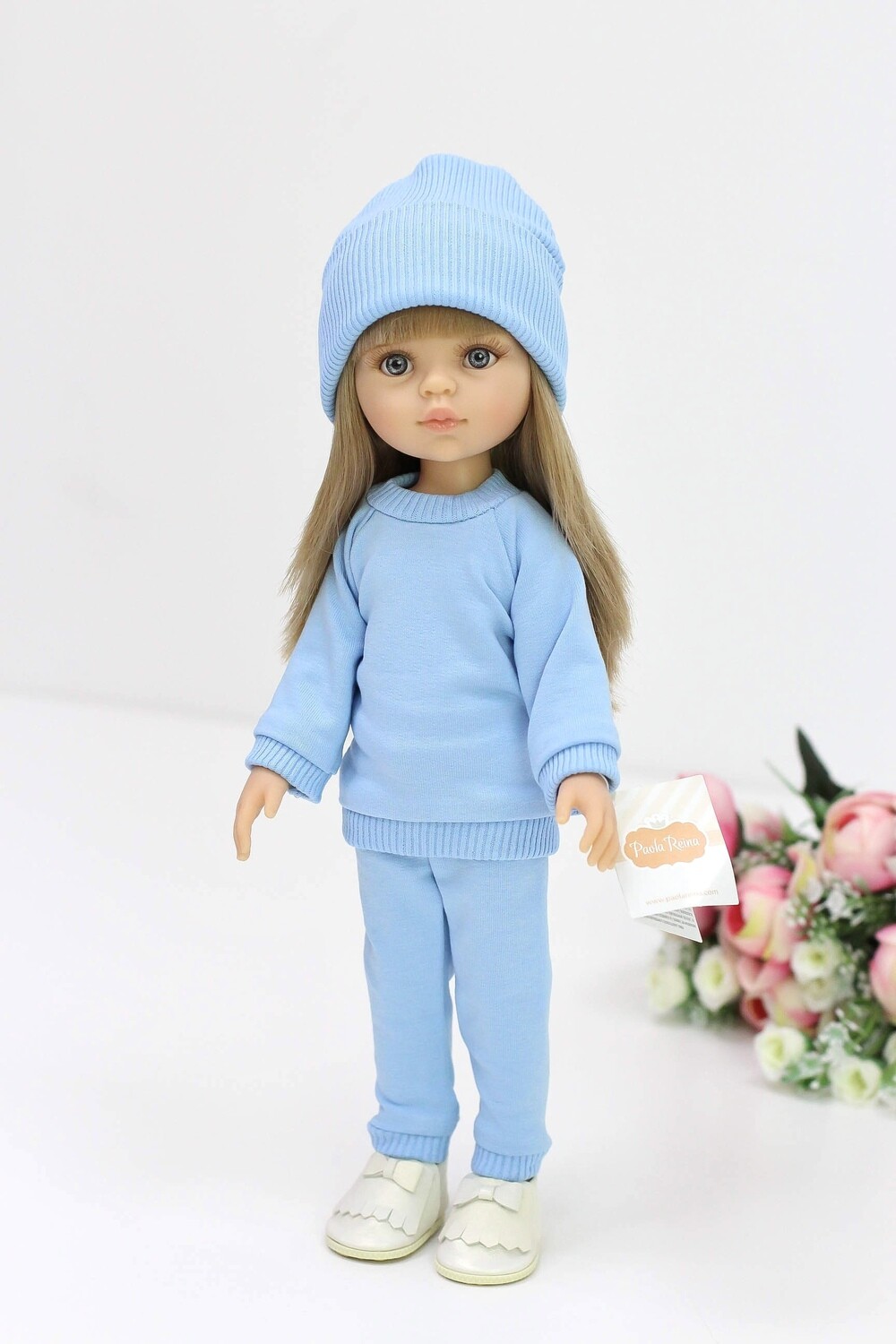 Кукла Карла с челкой, серые глазки, с волосами по пояс в стильном комплекте (пижама в комплекте), Паола Рейна, 34 см