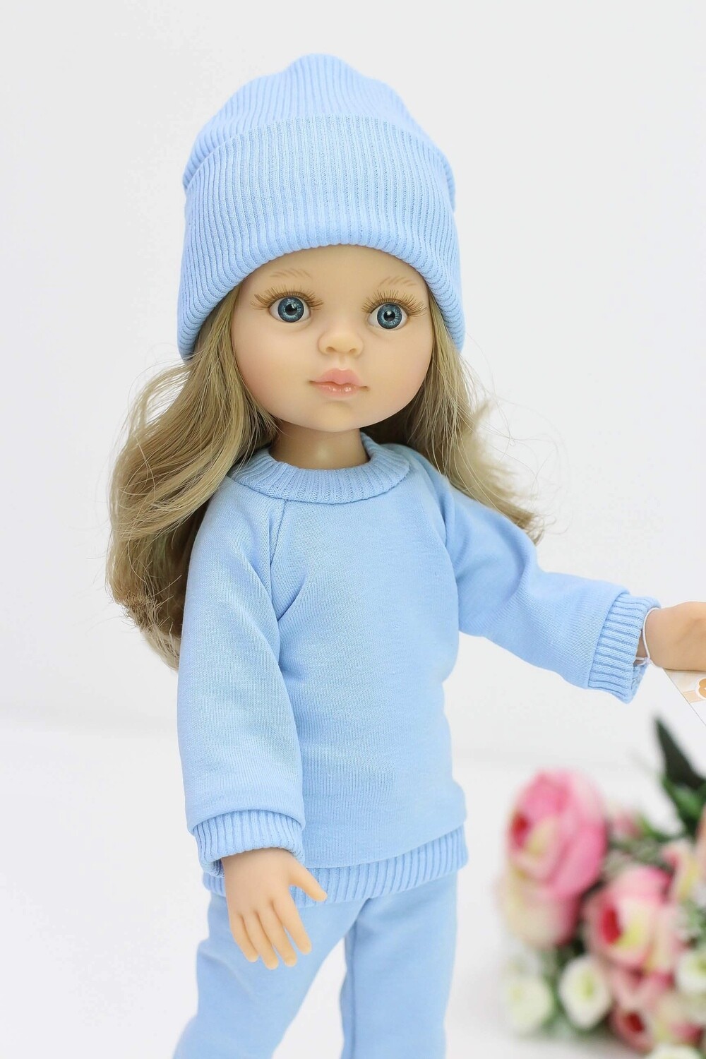 Кукла Карла с волосами по пояс в модном наряде, с голубыми глазами (пижама в комплекте), Паола Рейна, 34 см
