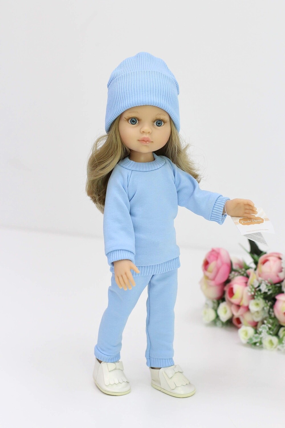 Кукла Карла с волосами по пояс в модном наряде, с голубыми глазами (пижама в комплекте), Паола Рейна, 34 см