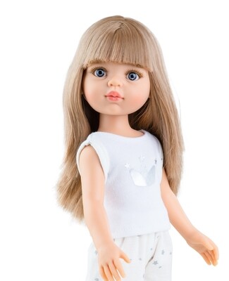 Кукла Карла с челкой в пижаме, с серыми глазами (Паола Рейна), 34 см