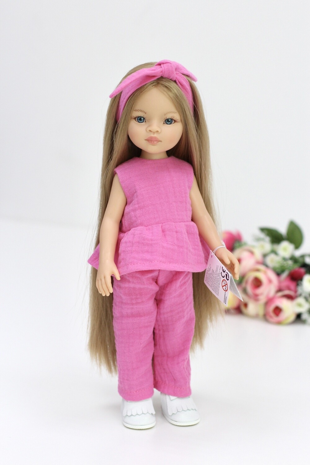 Кукла Маника с волосами до щиколоток (Рапунцель) в костюме из муслина (пижама в комплекте), Паола Рейна, 34 см