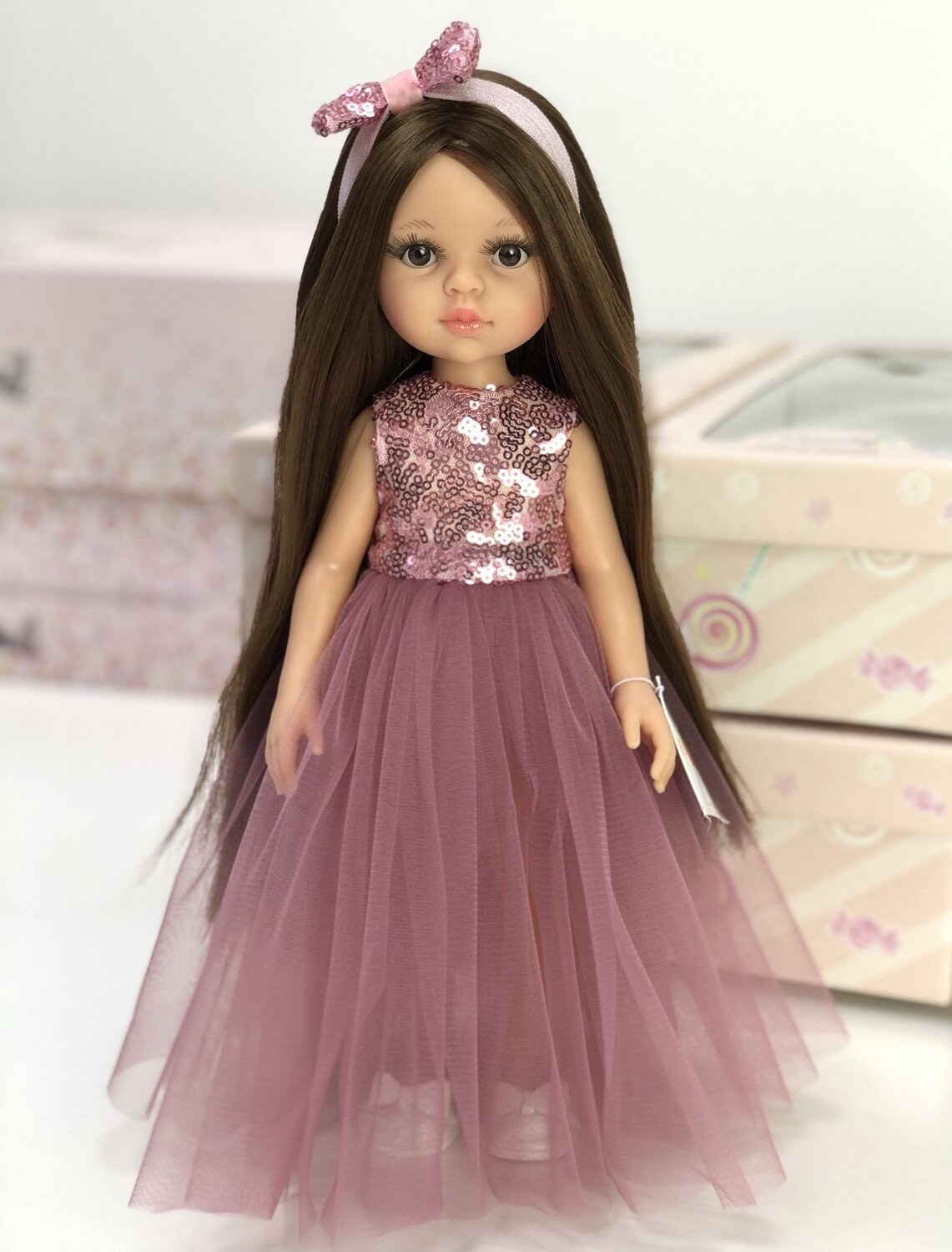 Кукла Кэрол Рапунцель с длинными волосами в нарядном платье (пижама в комплекте) (Паола Рейна), 34 см