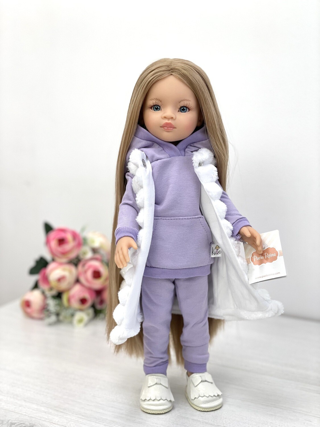 Кукла Маника с волосами до щиколоток (Рапунцель) в зимнем комплекте (пижама в комплекте), Паола Рейна, 34 см