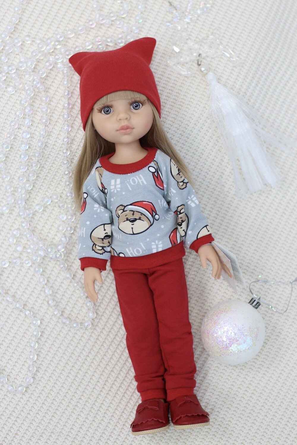 Кукла Карла с челкой, серые глазки, с волосами по пояс в стильном праздничном комплекте, (Паола Рейна), 34 см