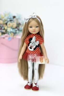 Кукла Маника с волосами до щиколоток (Рапунцель) в модном образе с Мышкой (пижама в комплекте), Паола Рейна, 34 см
