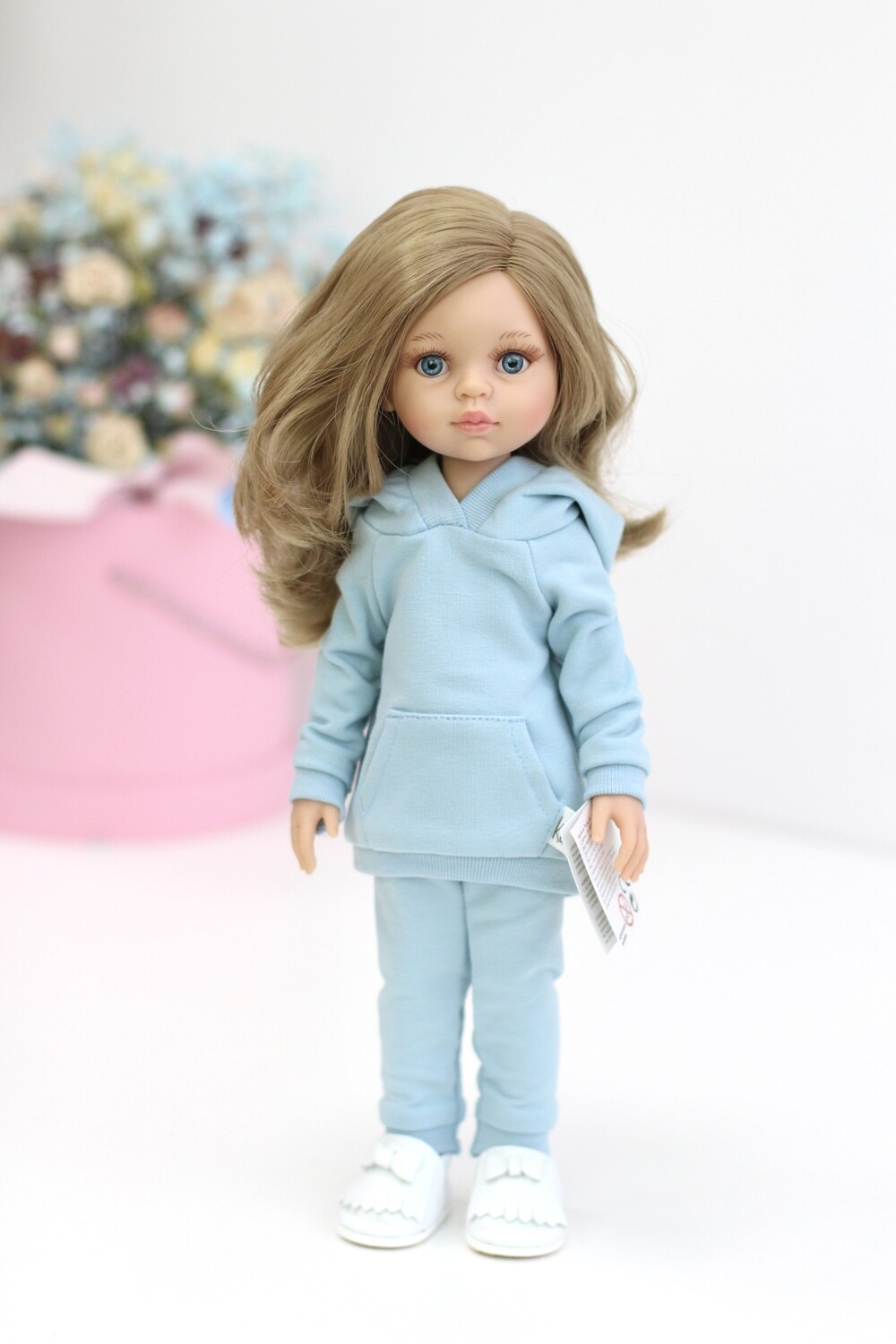 Кукла Карла с волосами по пояс в голубом наряде, с голубыми глазами (пижама в комплекте), Паола Рейна, 34 см