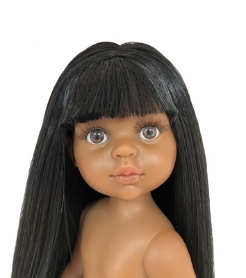 Кукла Нора европейка без одежды,прямые волосы, челкa, глаза карие, пробор по центру, Paola Reina, 34см