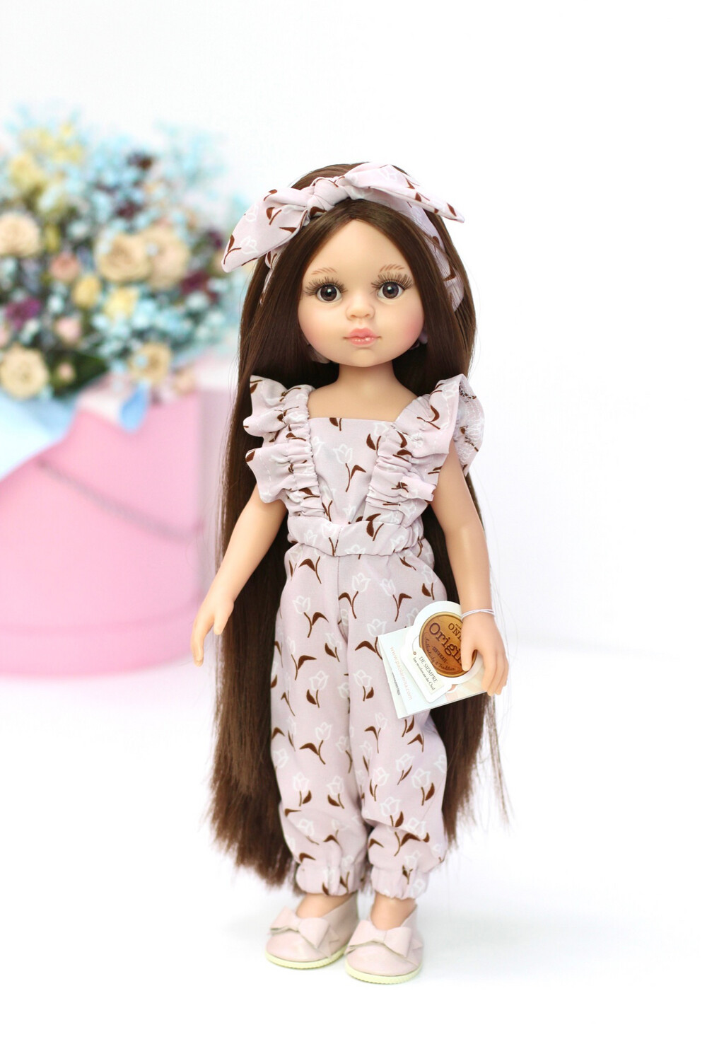 Кукла Кэрол Рапунцель с длинными волосами в модной комбинезоне (Паола Рейна) (пижама в комплекте), 34 см