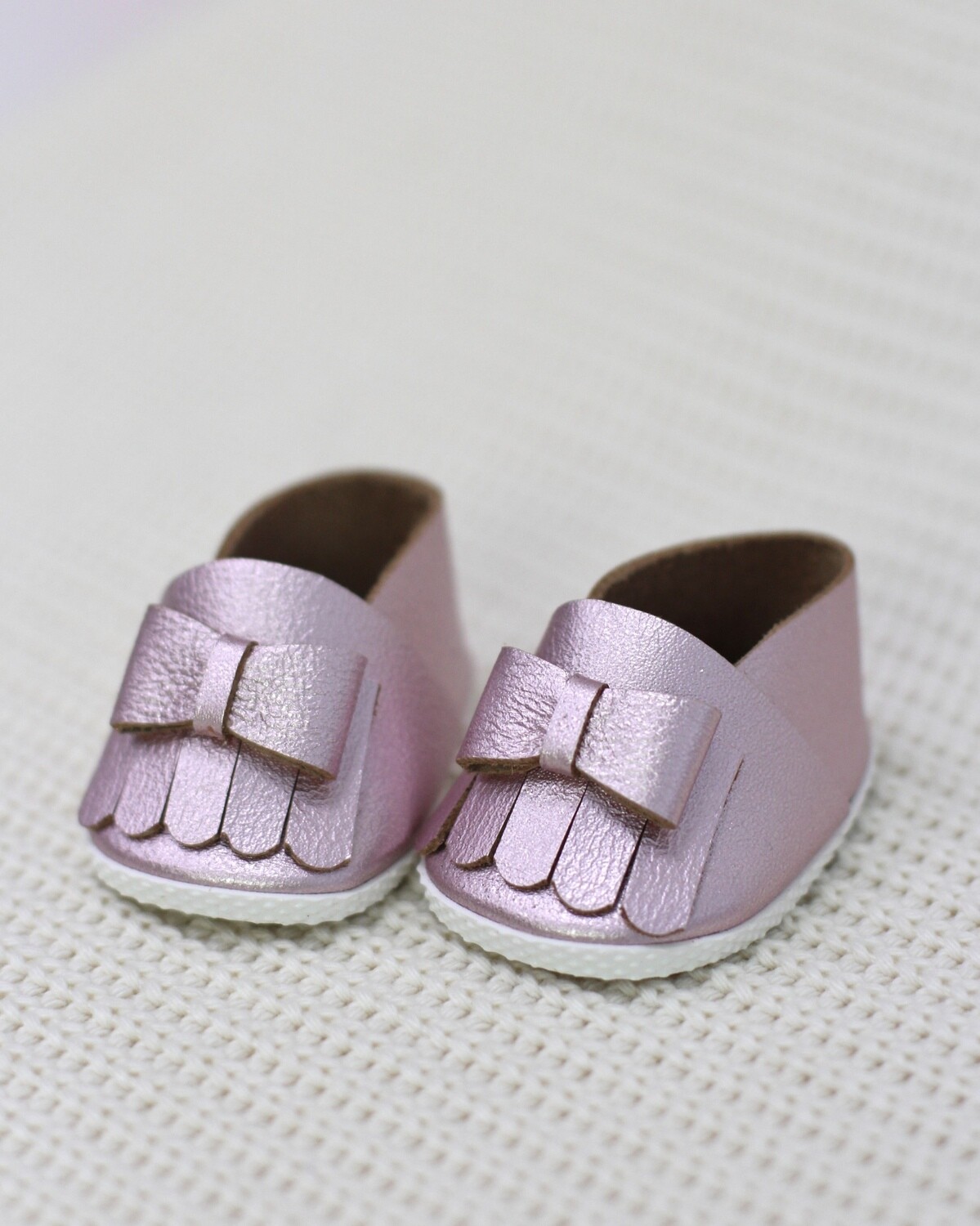 Кожаные ботиночки для Бетти, розовый перламутр