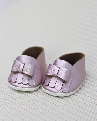 Кожаные ботиночки для Бетти, розовый перламутр