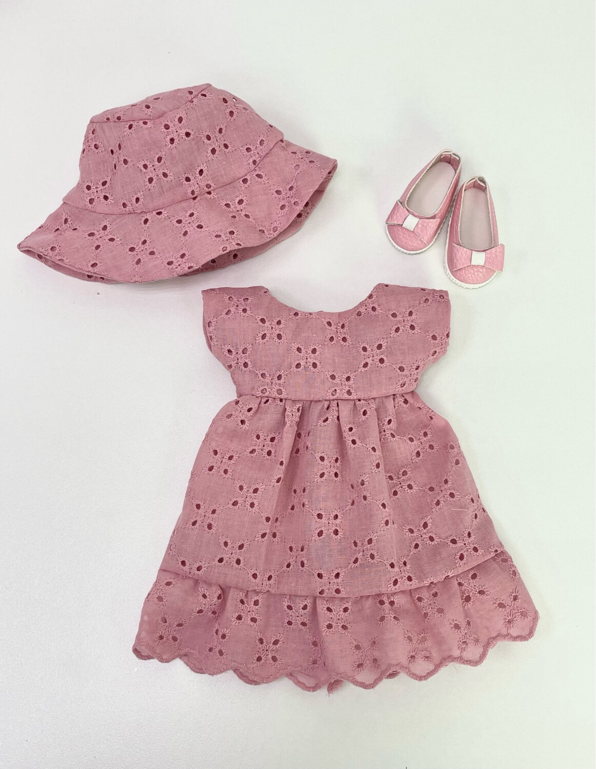 Наряд из шитья для куклы Paola Reina 32-34 см в комплекте платье, панамка и туфли 