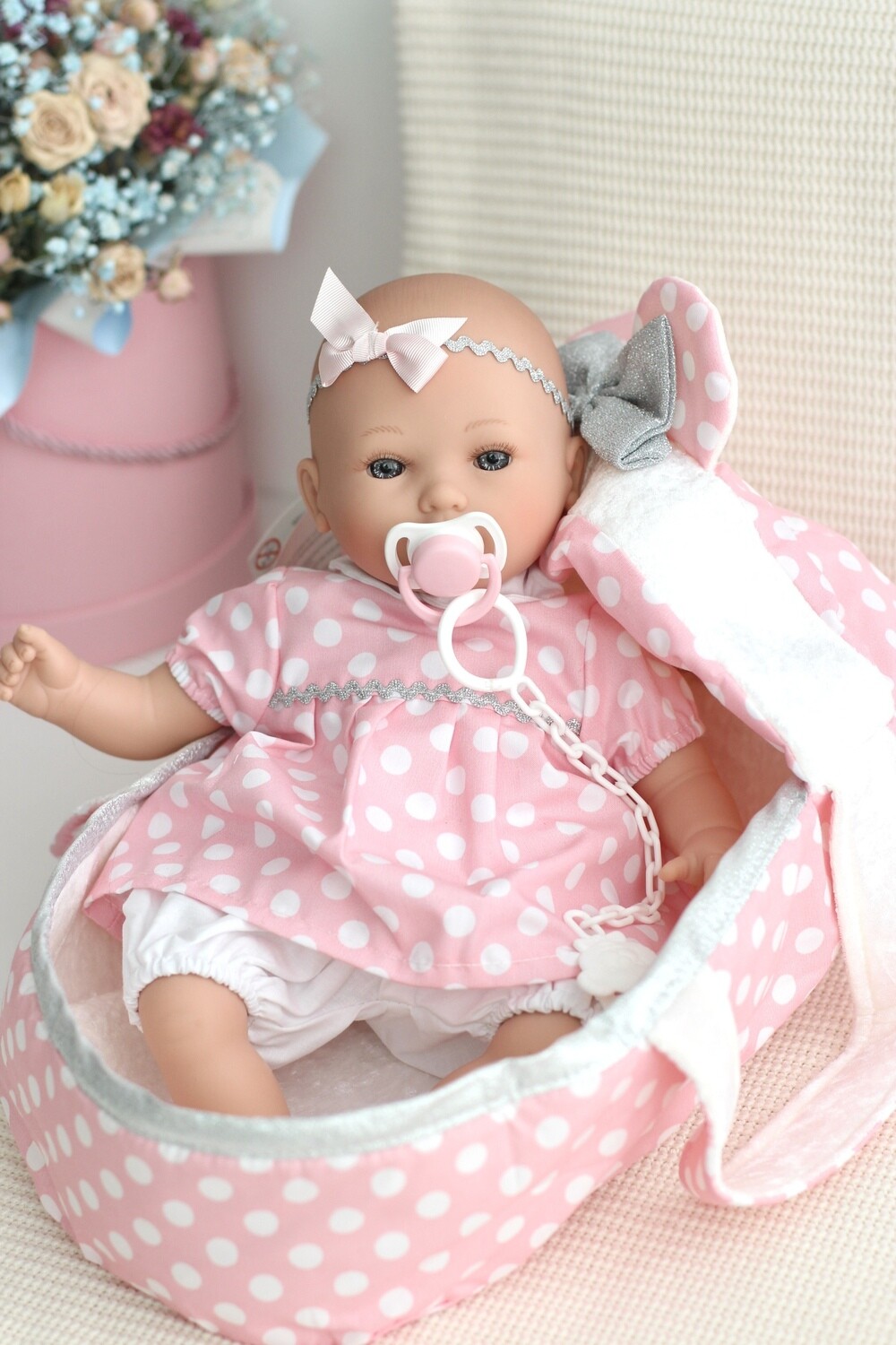 Кукла мягконабивная с текстильной люлькой в комплекте, Marina&Pau, 38 см. Упаковка пакет