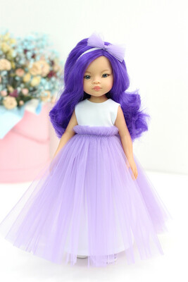 Кукла Мар с фиолетовыми волосами в нарядном лавандовом платье (пижама в комплекте), Паола Рейна, 34 см