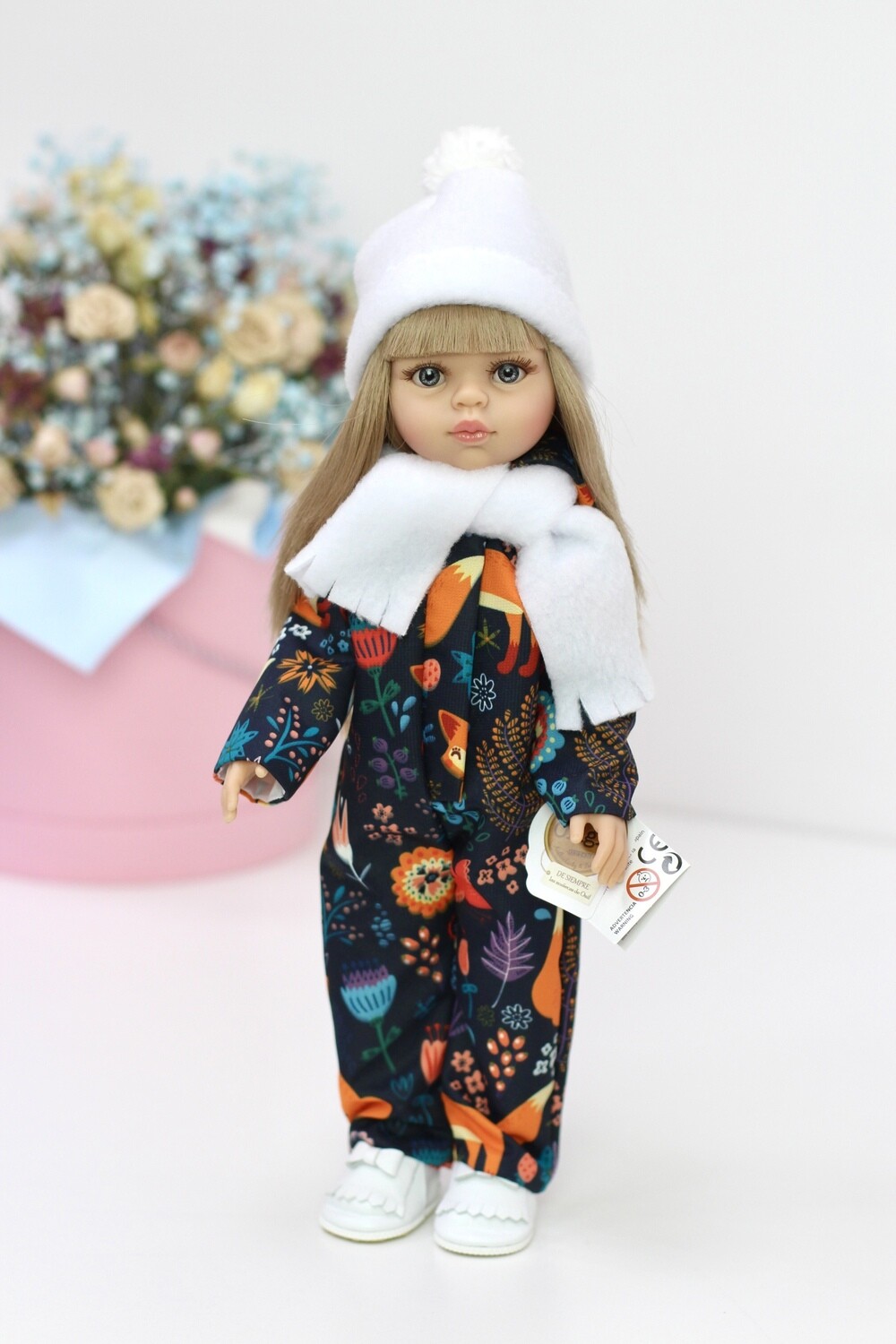 Кукла Карла с челкой, серые глазки, с волосами по пояс в демисезонном комплекте (пижама в комплекте), Паола Рейна, 34 см