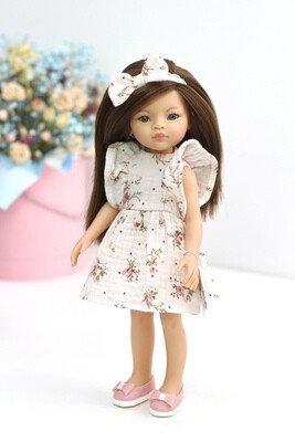 Кукла Мали с серыми глазами в муслиновом платье и туфельках, Паола Рейна , 34 см
