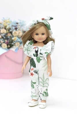 Кукла Клео с серыми глазами, волосами до пояса в стильном комбинезоне и туфли (пижама в комплекте), Паола Рейна, 34 см