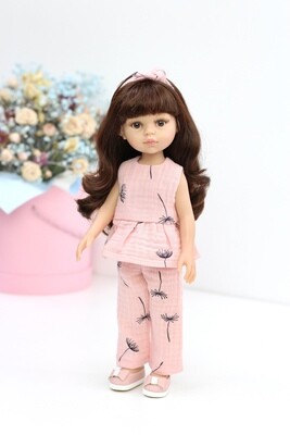 Кукла Кэрол с челкой в стильном образе из муслина (Паола Рейна), 34 см (обувь может отличаться от фото)