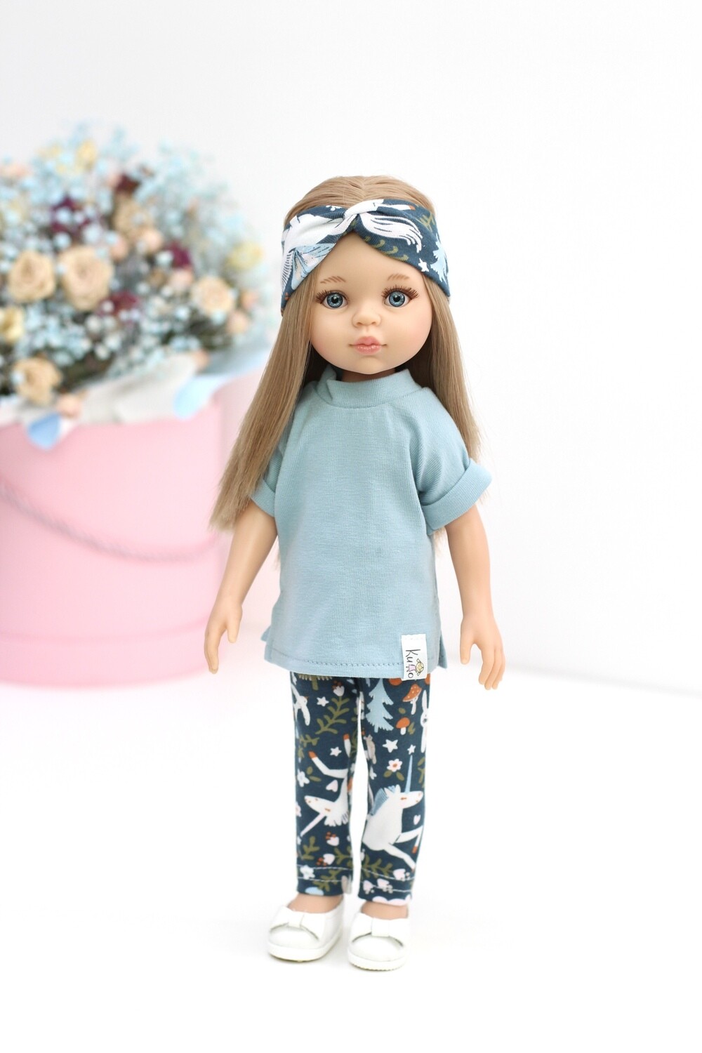 Кукла Карла с волосами по пояс в модном костюме и туфельках, с голубыми глазами (Паола Рейна), 34 см