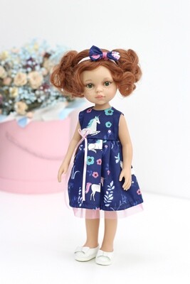 Кукла Кристи с буклями в красивом платье с единорожкой,  Паола Рейна , 34 см
