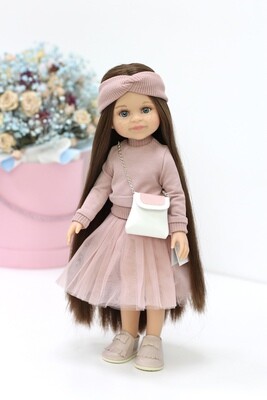 Кукла Клео (Рапунцель) с голубыми глазами и длинными волосами в стильном образе с сумочкой, Паола Рейна, 34 см