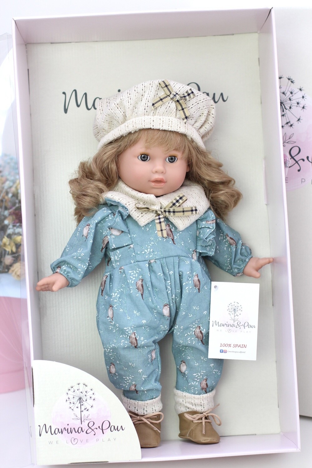 Кукла мягконабивная Тина с закрывающимися глазками, Marina&Pau, 42 см. Фирменная коробка