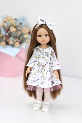 Кукла Кэрол Рапунцель в платье с единорогом, в колготках и туфельках (пижама в комплекте), Паола Рейна, 34 см