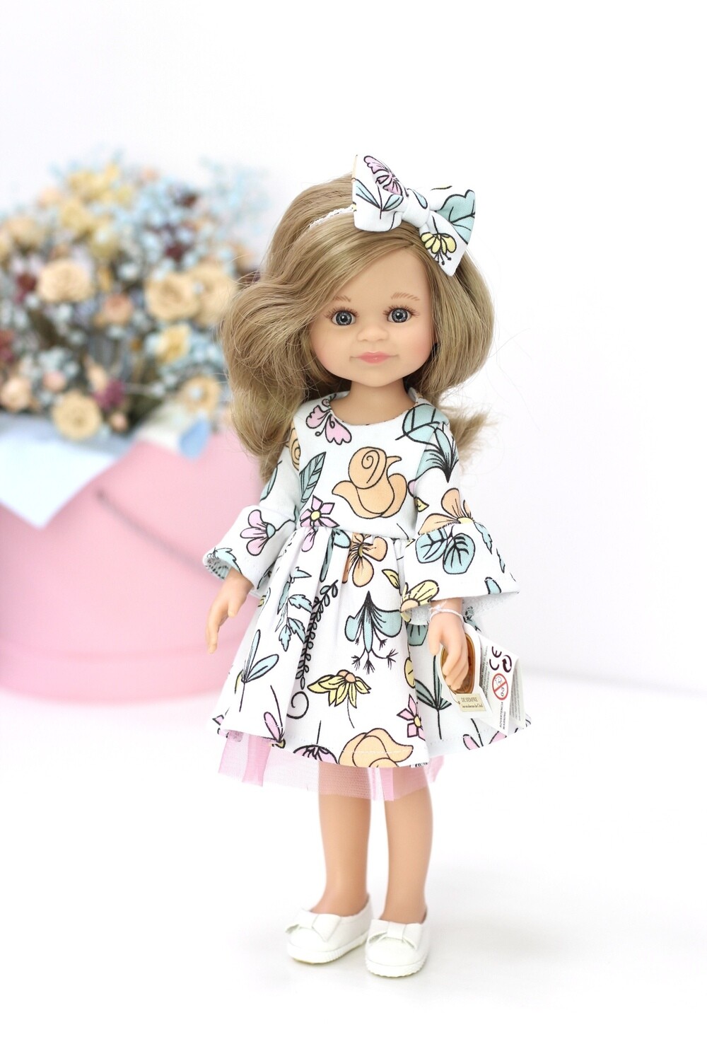 Кукла Клео с серыми глазами, волосами до пояса в красивом платье (пижама в комплекте), Паола Рейна, 34 см
