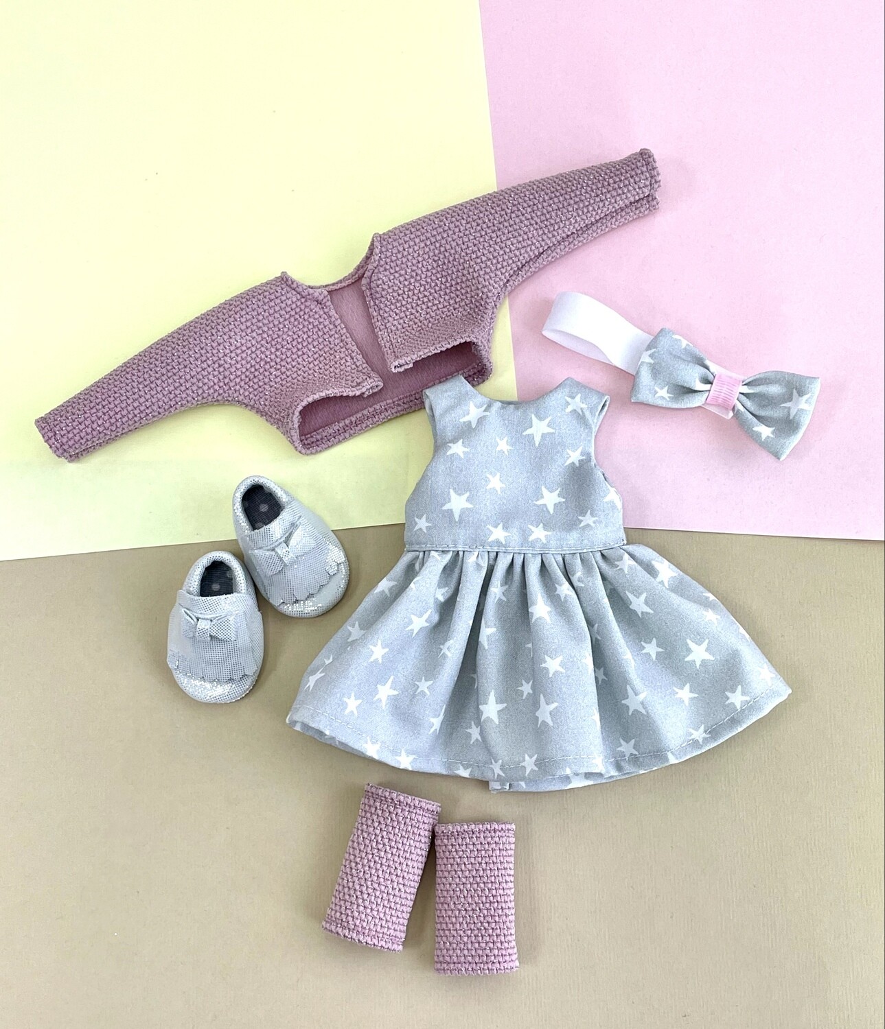 Нарядное серое платье с болеро для куклы Paola Reina 32-34 см