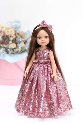 Кукла Кэрол Рапунцель в нарядном платье с пайетками Паола Рейна (пижама в комплекте), 34 см