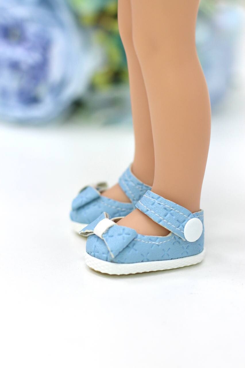 Голубые туфли с застежкой на кнопке для куклы Paola Reina 32-34 см