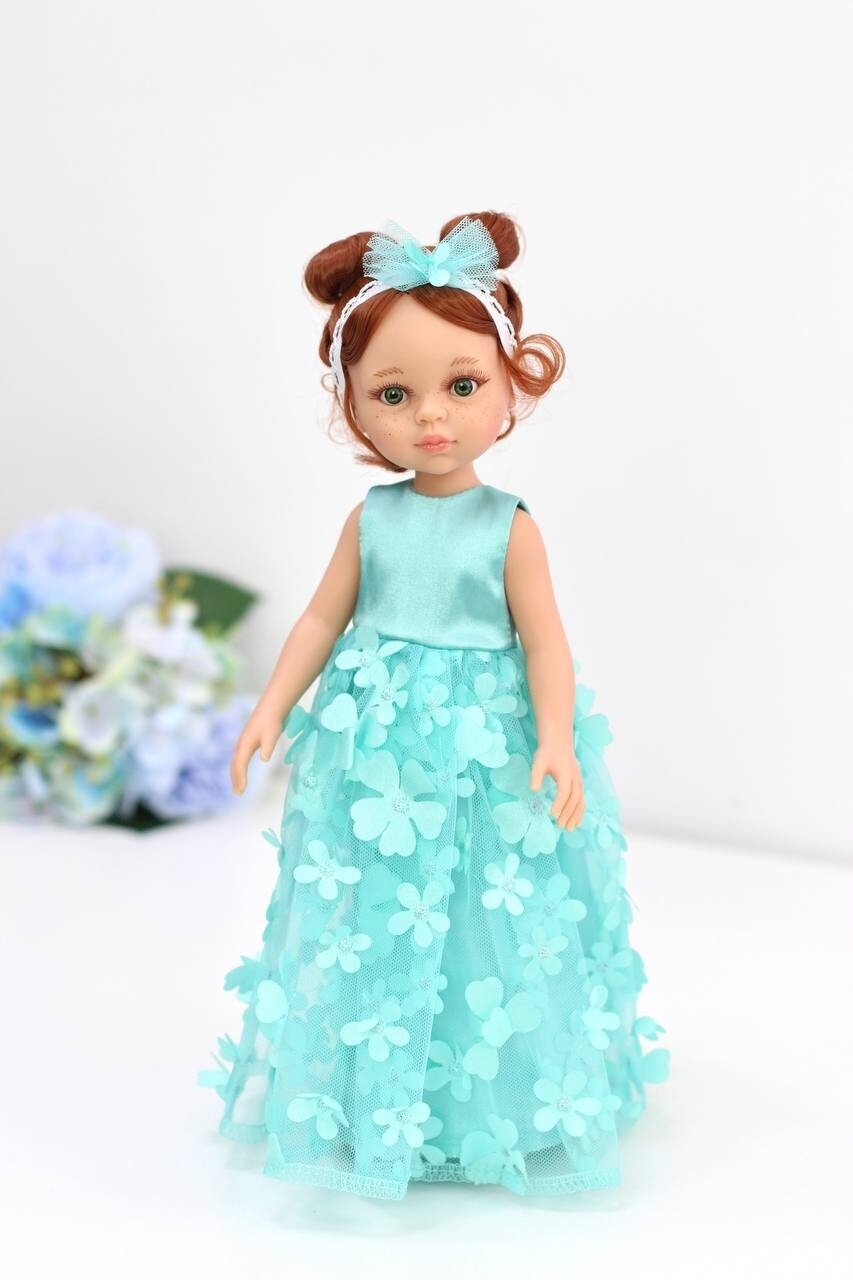 Кукла Кристи с буклями в нарядном платье с цветами и золотых туфельках,  Паола Рейна , 34 см