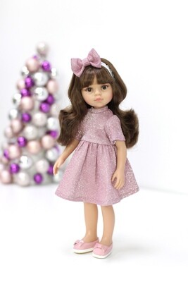 Кукла Кэрол с чёлкой в нарядном платье с блестками Паола Рейна (пижама в комплекте), 34 см