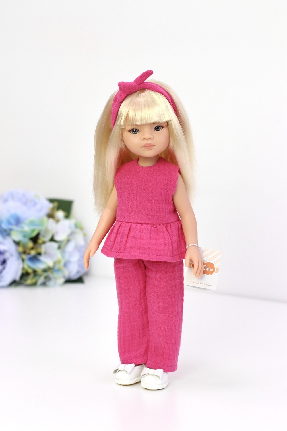 Кукла Маника с чёлкой и волосами до пояса в костюме из муслина, Паола Рейна, 34 см