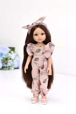Кукла Кэрол Рапунцель с длинными волосами в комбинезоне с тюльпанами (Паола Рейна) (пижама в комплекте), 34 см