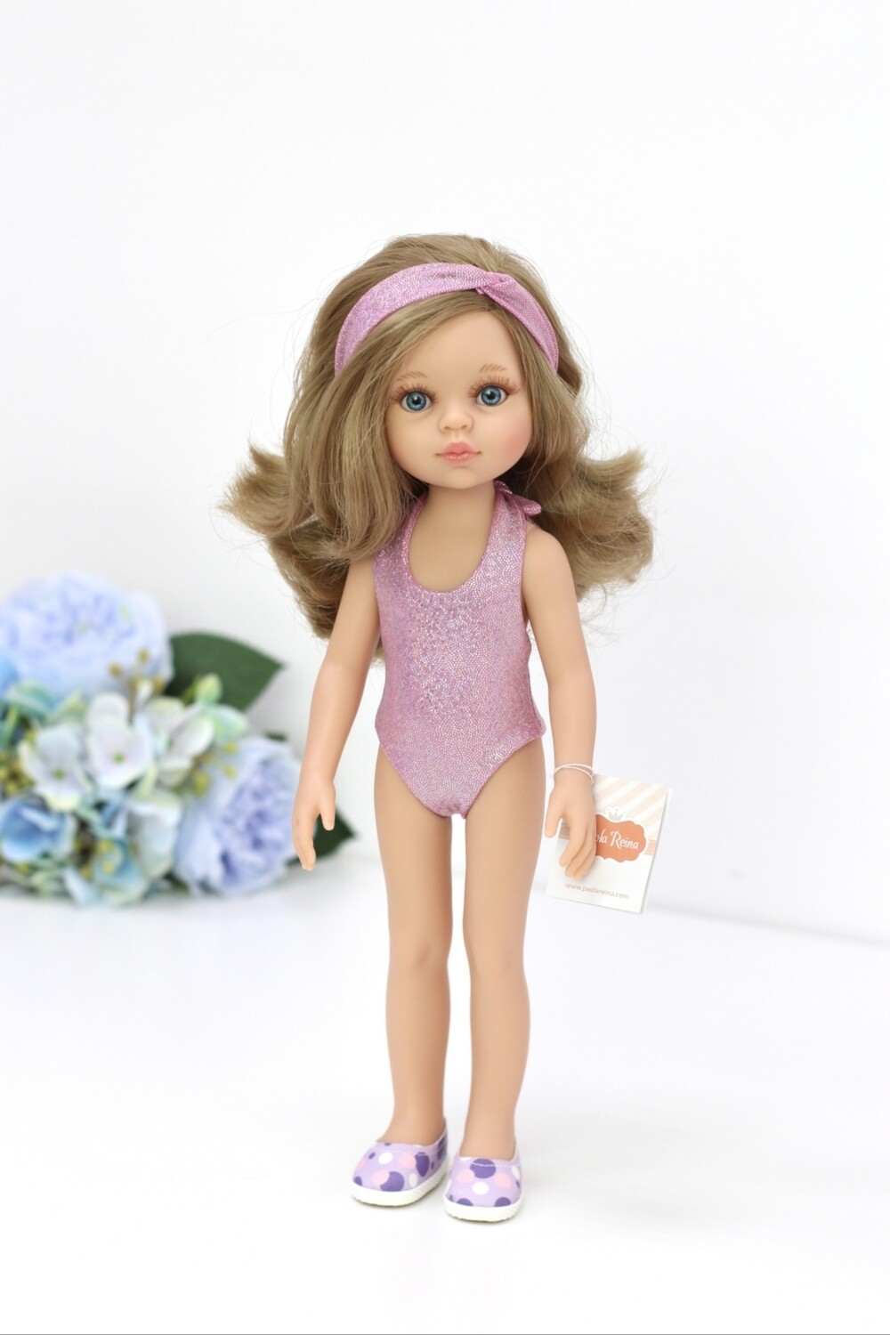 Кукла Карла с волосами по пояс в купальнике, с голубыми глазами (пижама в комплекте), Паола Рейна, 34 см
