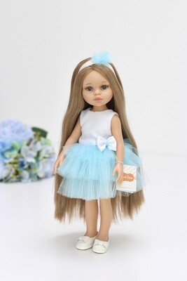 Кукла Карла Рапунцель с волосами до щиколоток в платье с голубой пачкой (пижама в комплекте) (Паола Рейна), 34 см