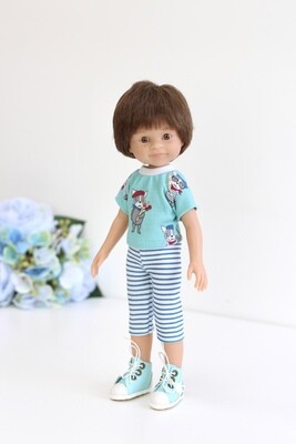 Кукла мальчик Дарио в летнем образе с кедами (пижама в комплекте), Паола Рейна, 34 см