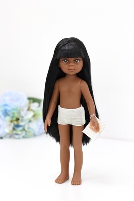 Кукла Нора европейка без одежды,прямые волосы, челкa, глаза карие, пробор по центру, Paola Reina, 34см