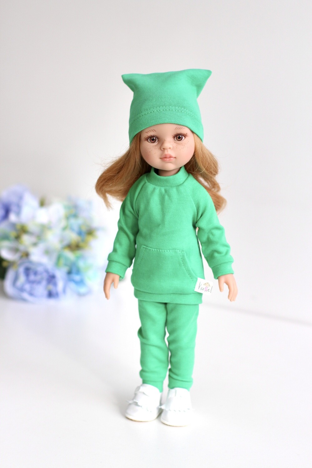 Кукла Ноэми в зелёном костюме, (пижама в комплекте) Паола Рейна , 34 см