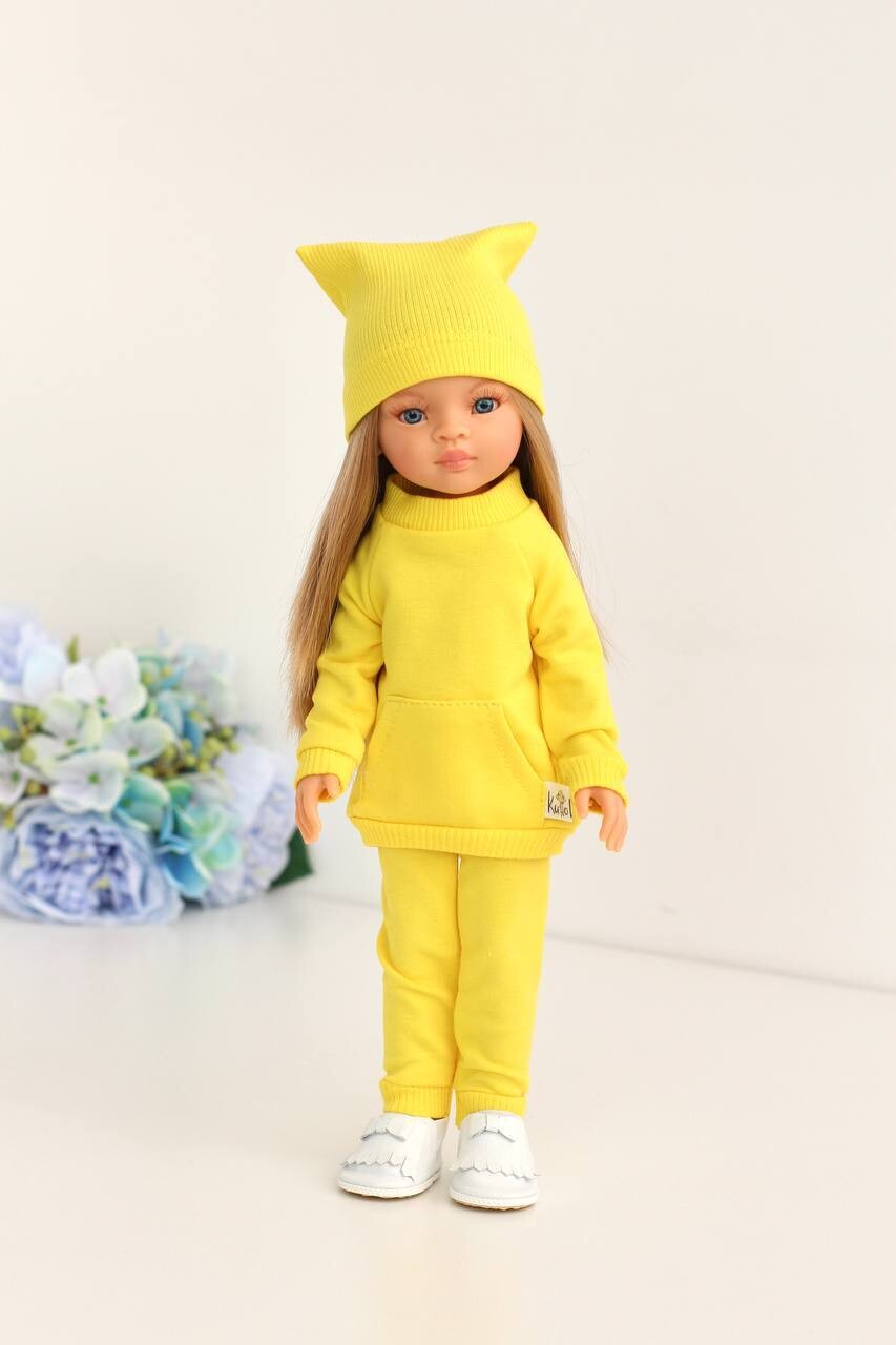 Кукла Маника с прямыми волосами в жёлтом костюме, Паола Рейна , 34 см