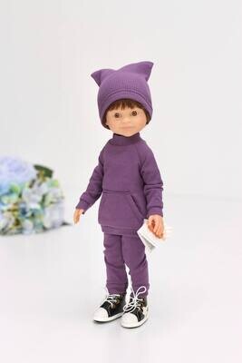 Кукла мальчик Дарио в костюме, шапочке и кедах (пижама в комплекте), Паола Рейна, 34 см