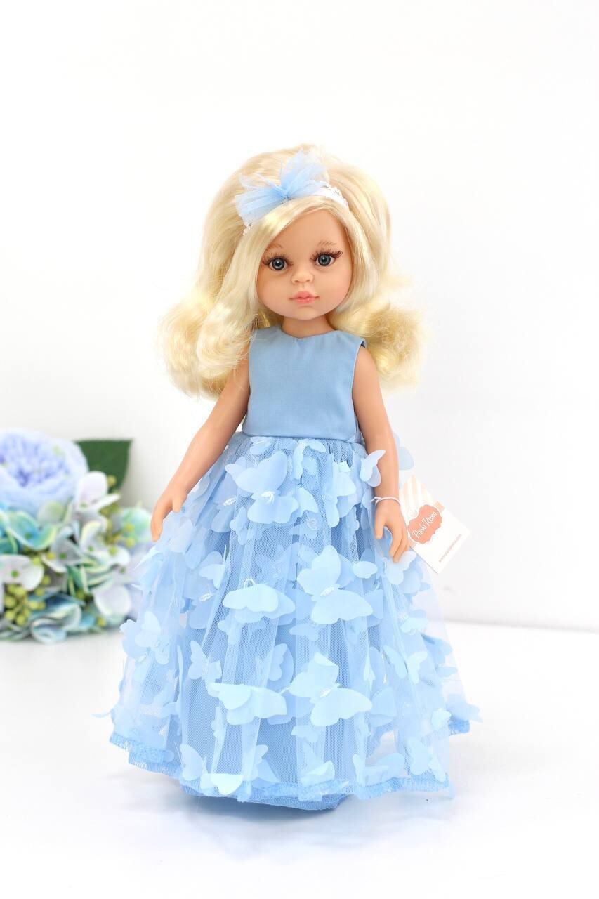 Кукла Клаудия с серыми глазами в платье с бабочками, Паола Рейна, 34 см