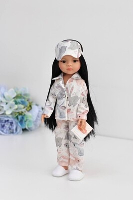 Кукла Паола с черными волосами в пижаме 