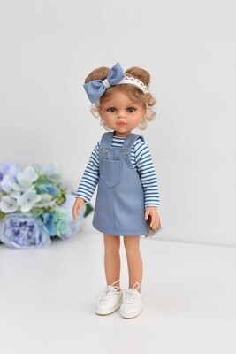 Кукла Валерия в сарафане, с голубыми глазами (пижама в комплекте), Паола Рейна, 34 см