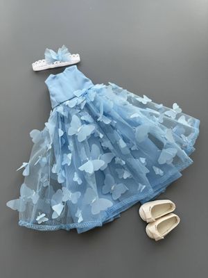 Голубое платье с бабочками для куклы Paola Reina 32-34 см