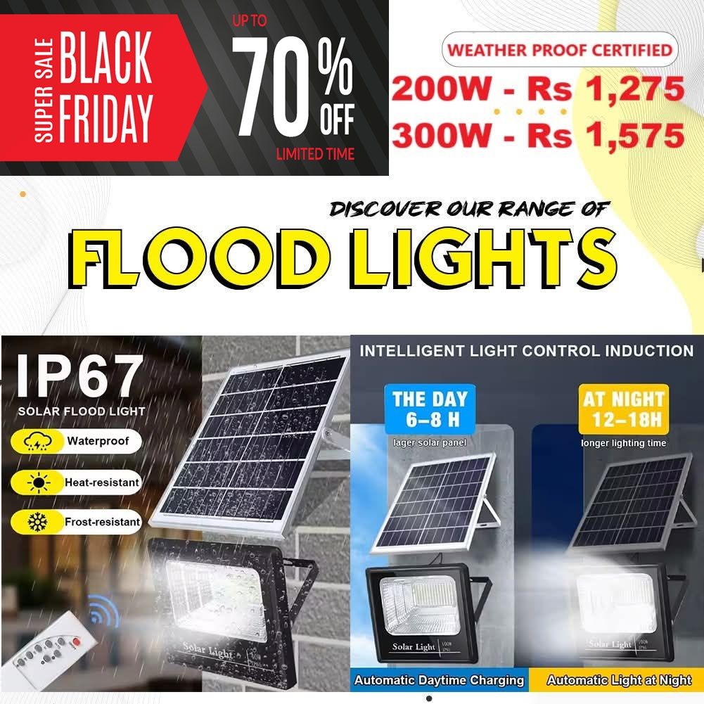 SOLAR FLOOD LIGHT - IP67 PROTECTION - WITH REMOTE CONTROL