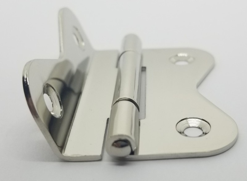LARGE POLISHED NICKEL Hoosier Cabinet Hinge 3/8 Offset angled sellers antique vintage old