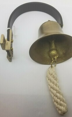 SMALL CAST BRASS Shopkeeper's Door Bell hanging alert fancy antique vintage old ring bump
