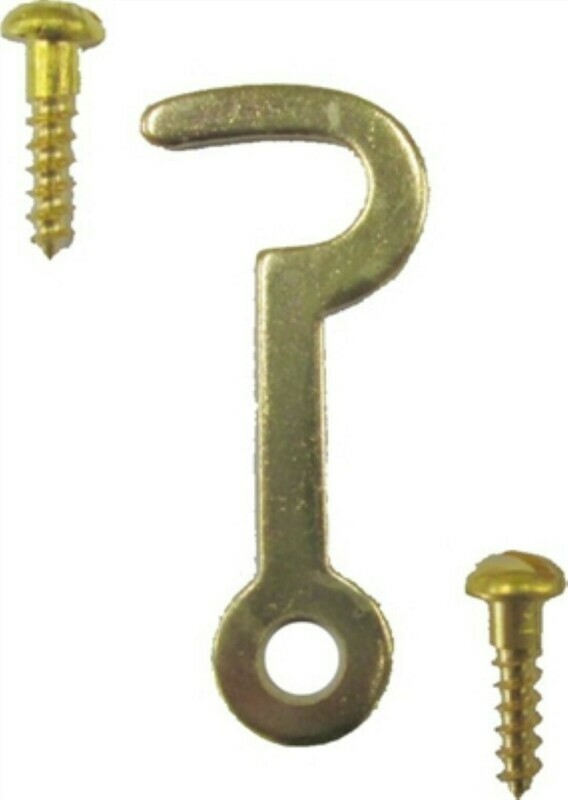 SMALL 1.5" Brass Plated Steel Hook Latch 1-1/2 Inch tiny little doll house door window
