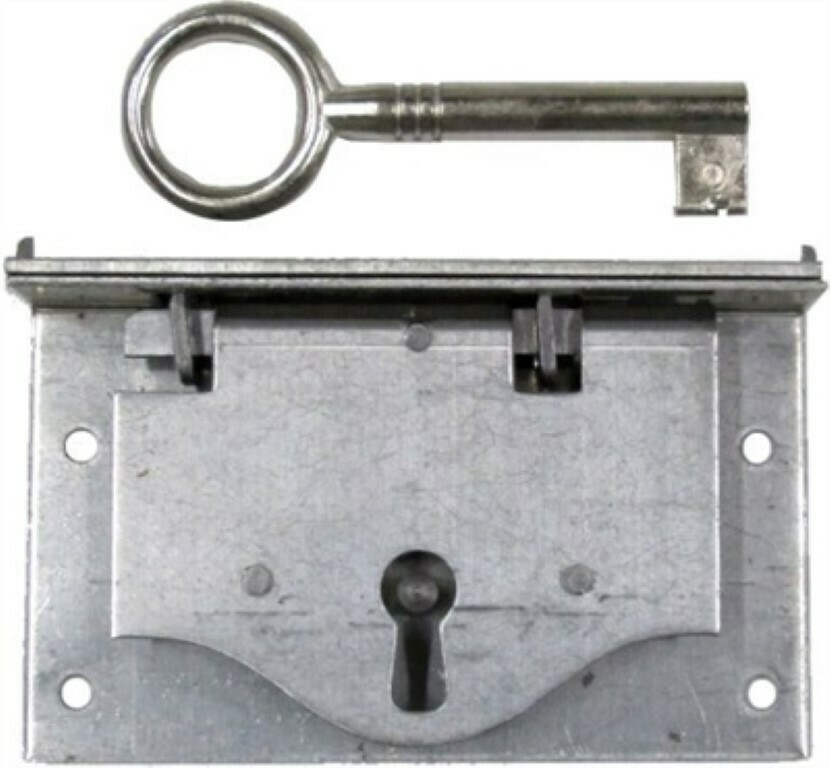 Half Mortise Drawer or Left Hand Door Lock ANTIQUE TRUNK STEAMER OLD VINTAGE
